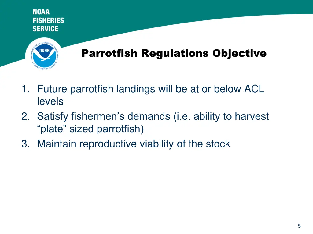 parrotfish regulations objective