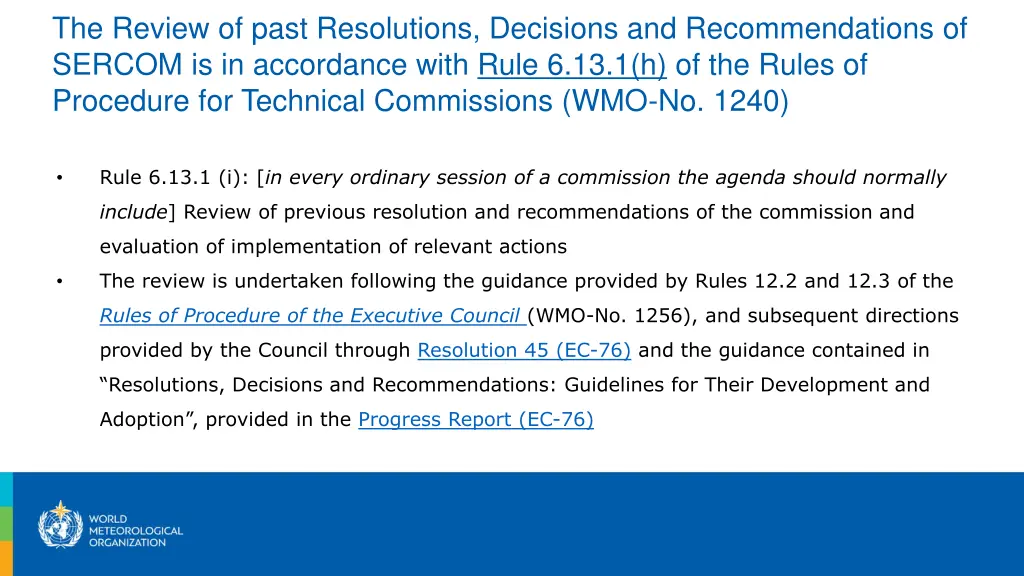 the review of past resolutions decisions