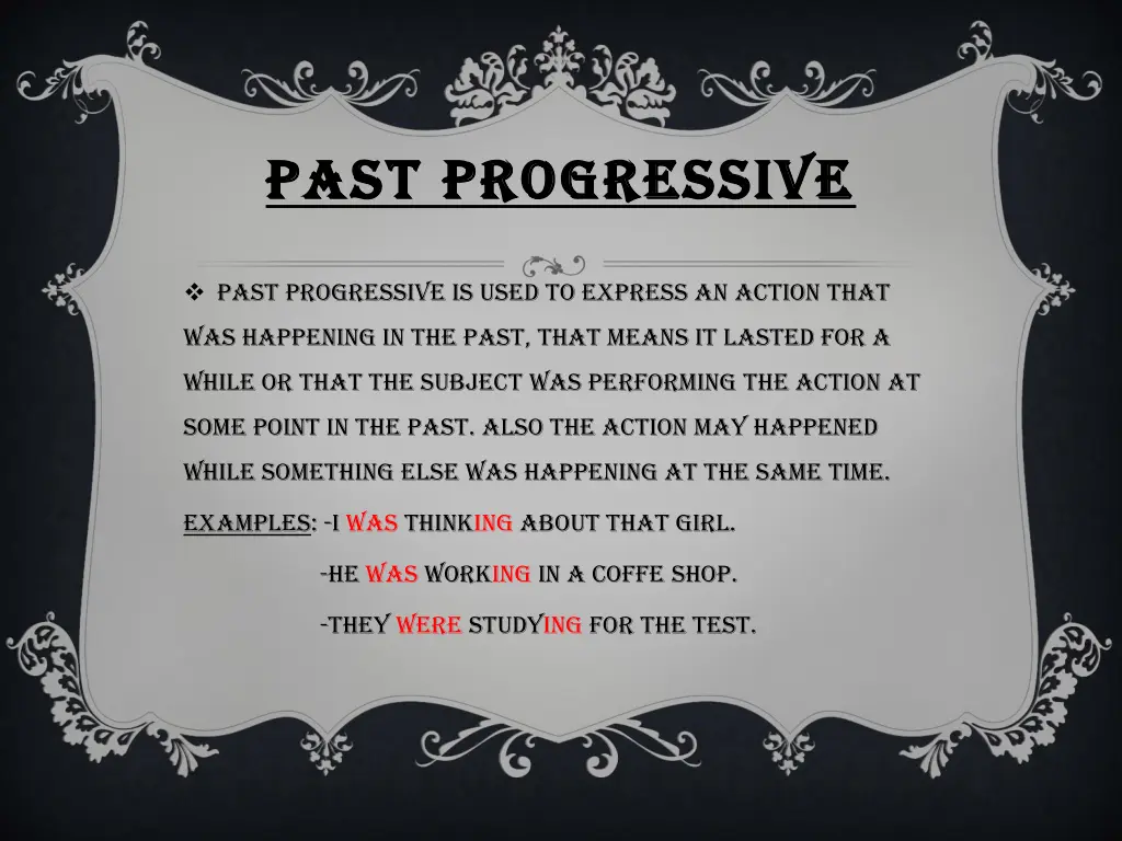 past progressive past progressive