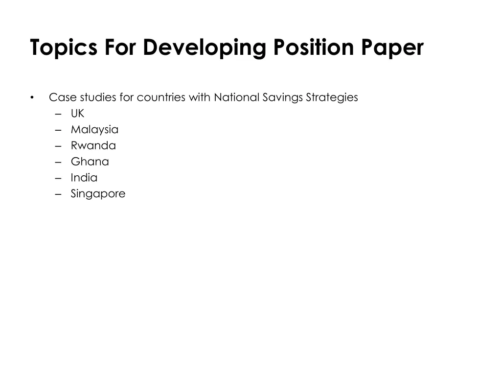 topics for developing position paper 3