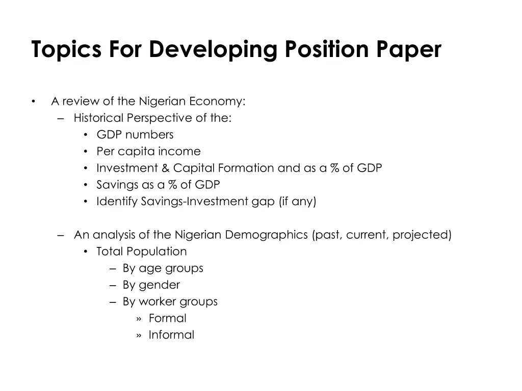 topics for developing position paper