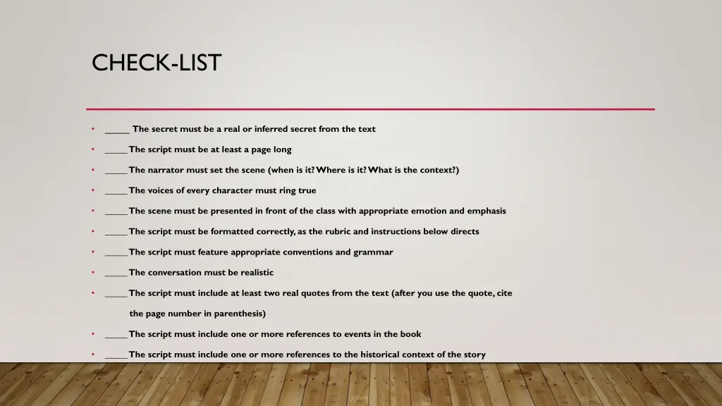 check list