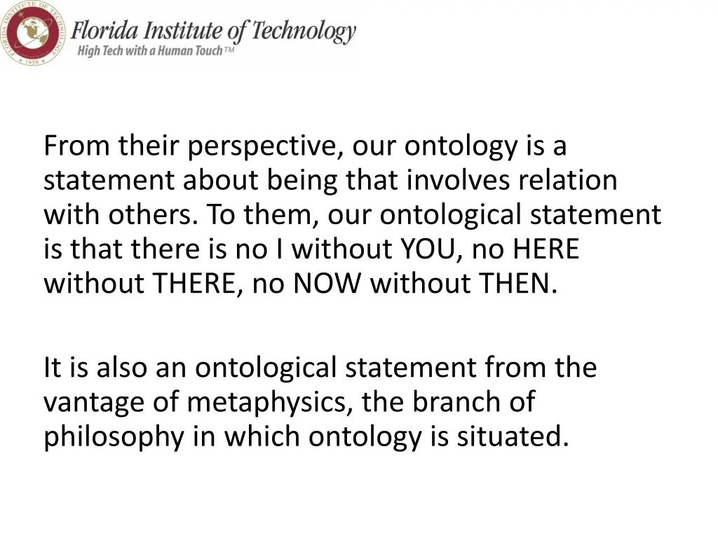 from their perspective our ontology