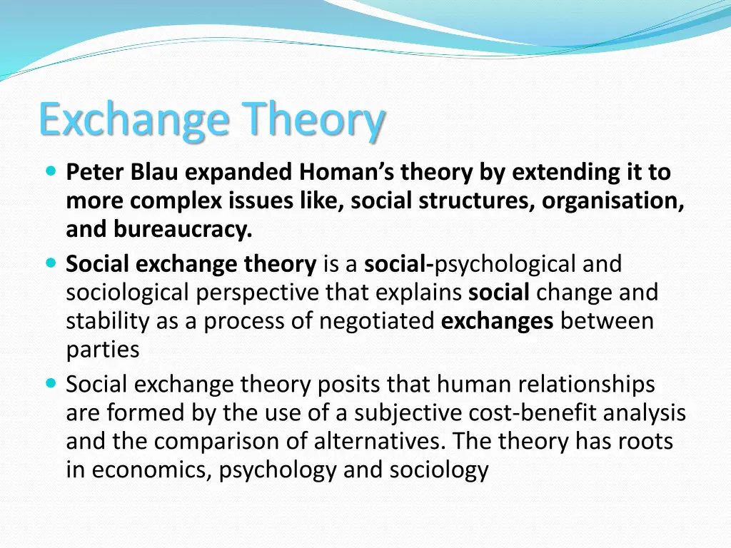 exchange theory peter blau expanded homan