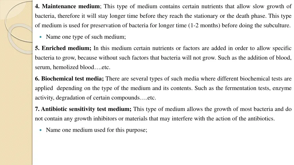 4 maintenance medium this type of medium contains
