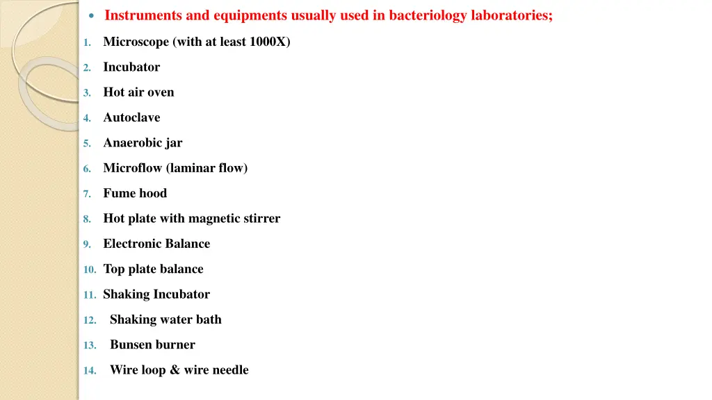 instruments and equipments usually used