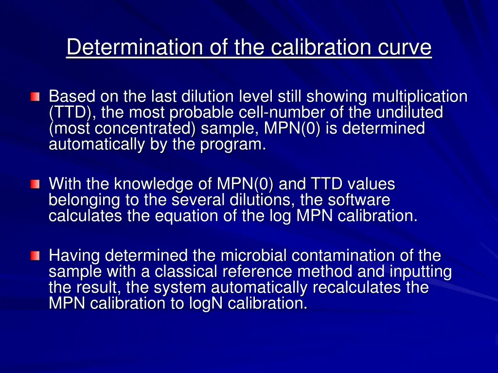 determination of the calibration curve