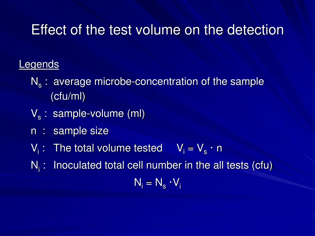 effect of the test volume on the detection