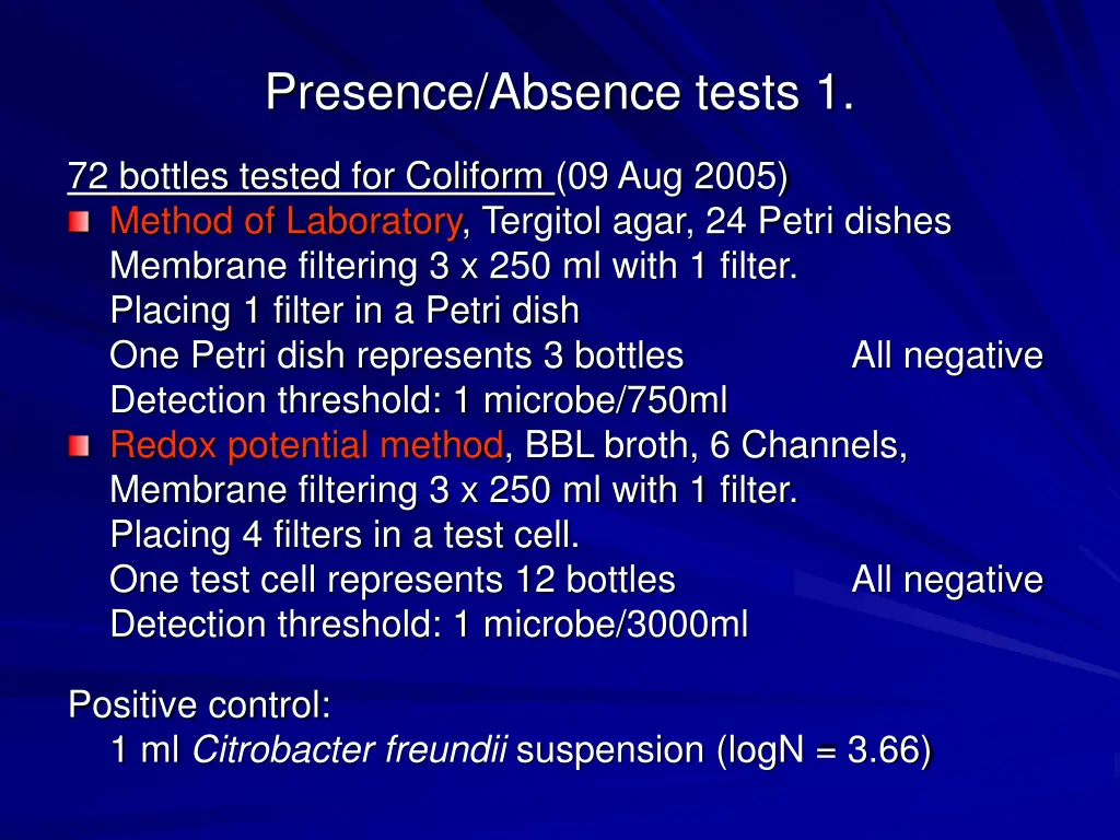 presence absence tests 1