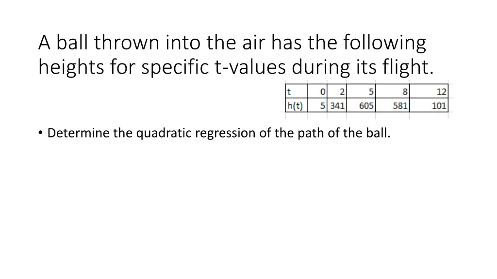 a ball thrown into the air has the following