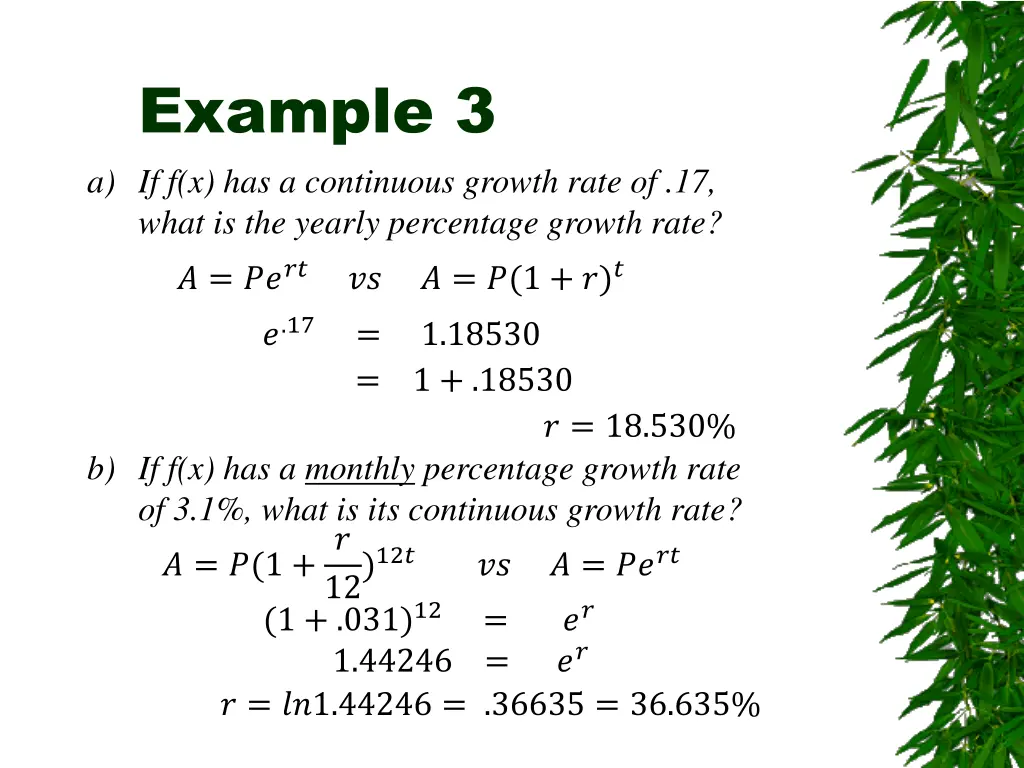 example 3 a if f x has a continuous growth rate