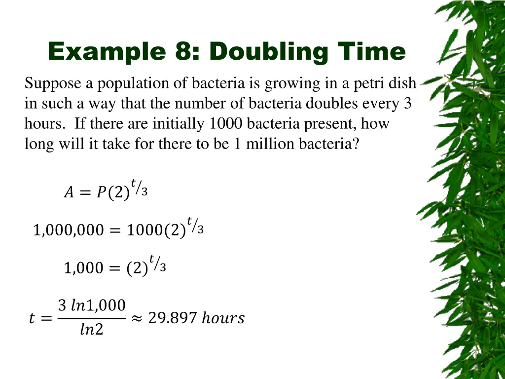 example 8 doubling time suppose a population