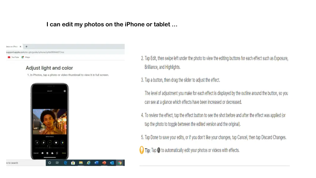 i can edit my photos on the iphone or tablet