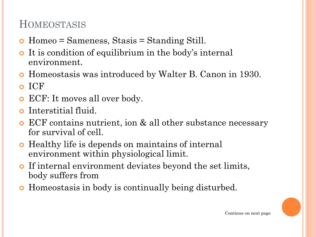 h omeostasis