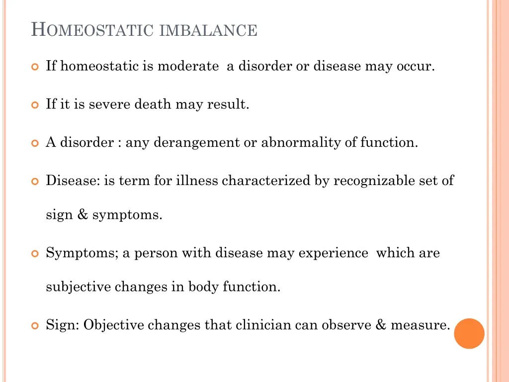 h omeostatic imbalance