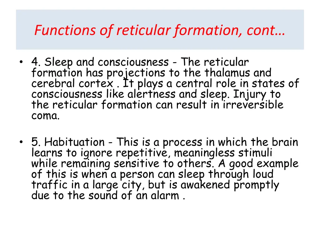 functions of reticular formation cont