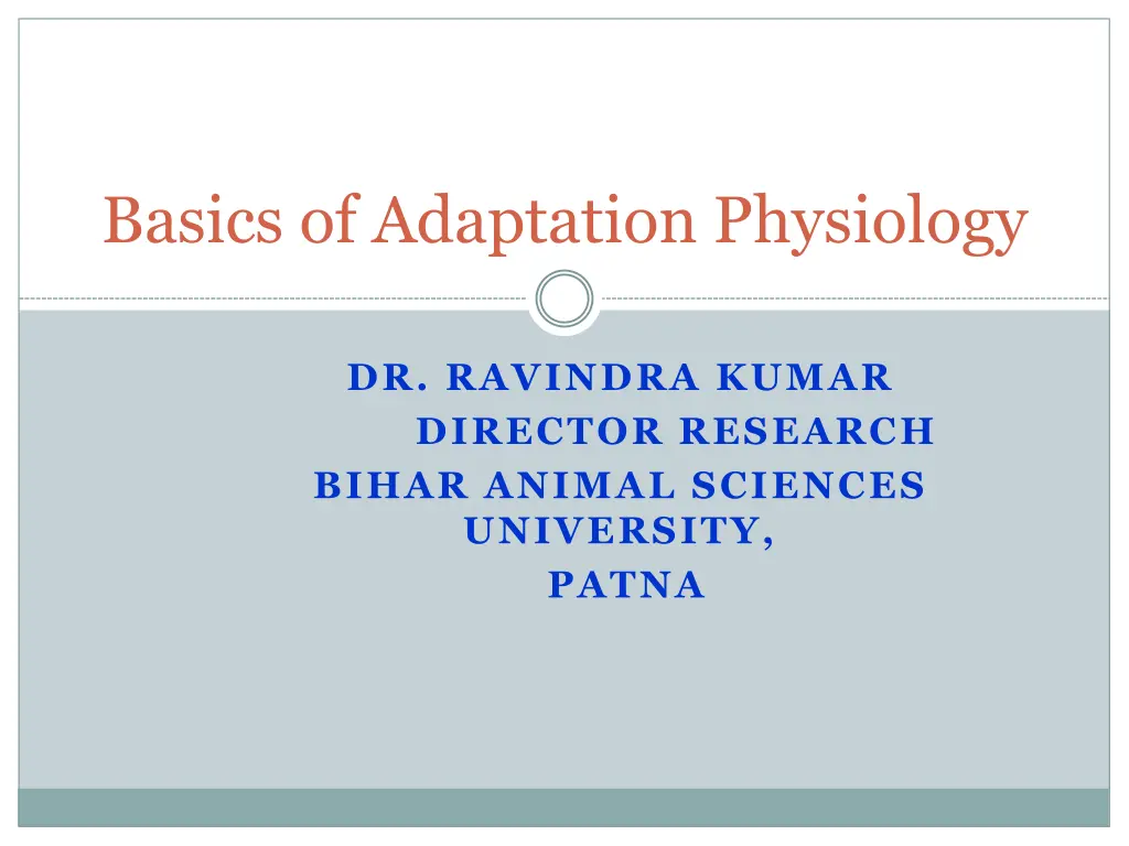basics of adaptation physiology