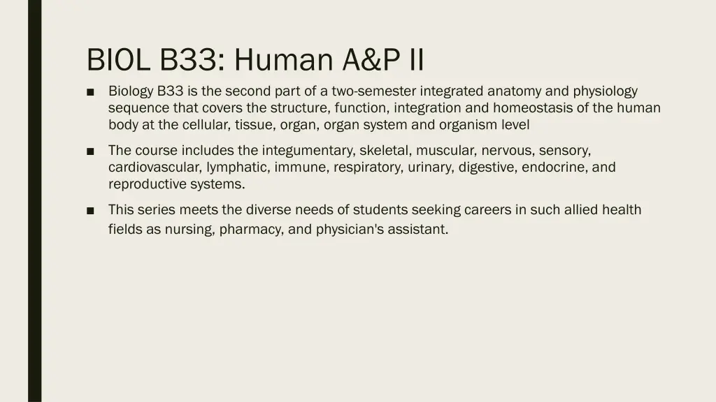 biol b33 human a p ii biology b33 is the second