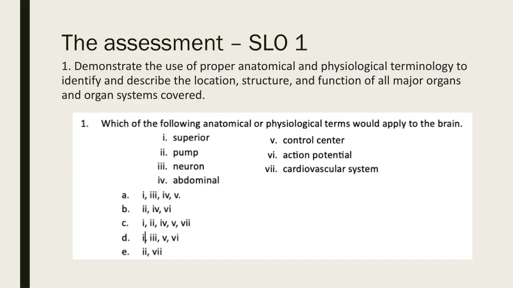 the assessment slo 1 1 demonstrate