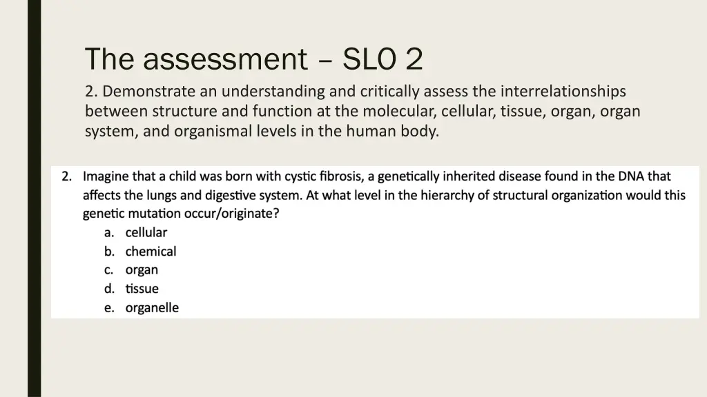 the assessment slo 2 2 demonstrate