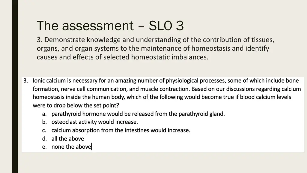the assessment slo 3 3 demonstrate knowledge