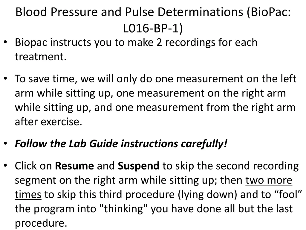 blood pressure and pulse determinations biopac
