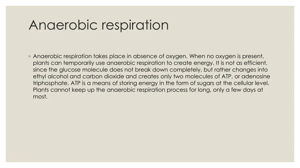 anaerobic respiration