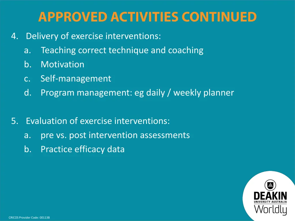 4 delivery of exercise interventions a teaching