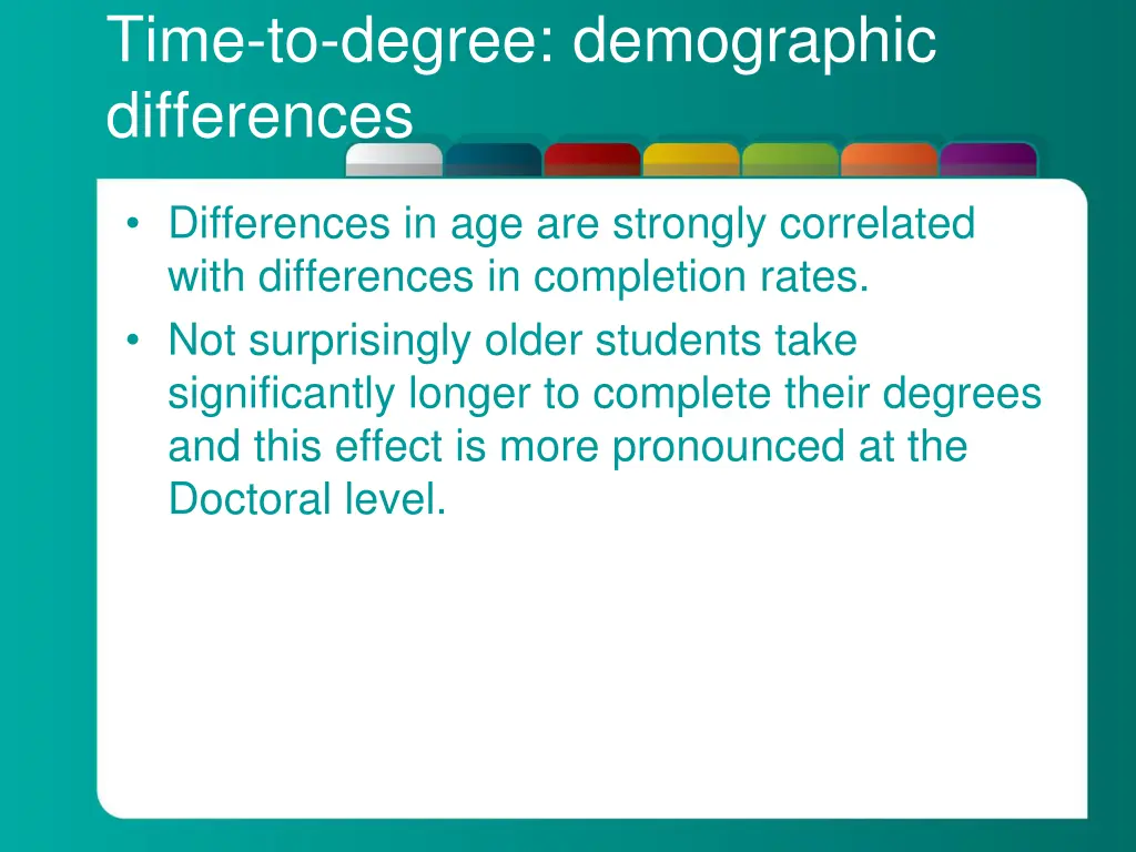 time to degree demographic differences 1