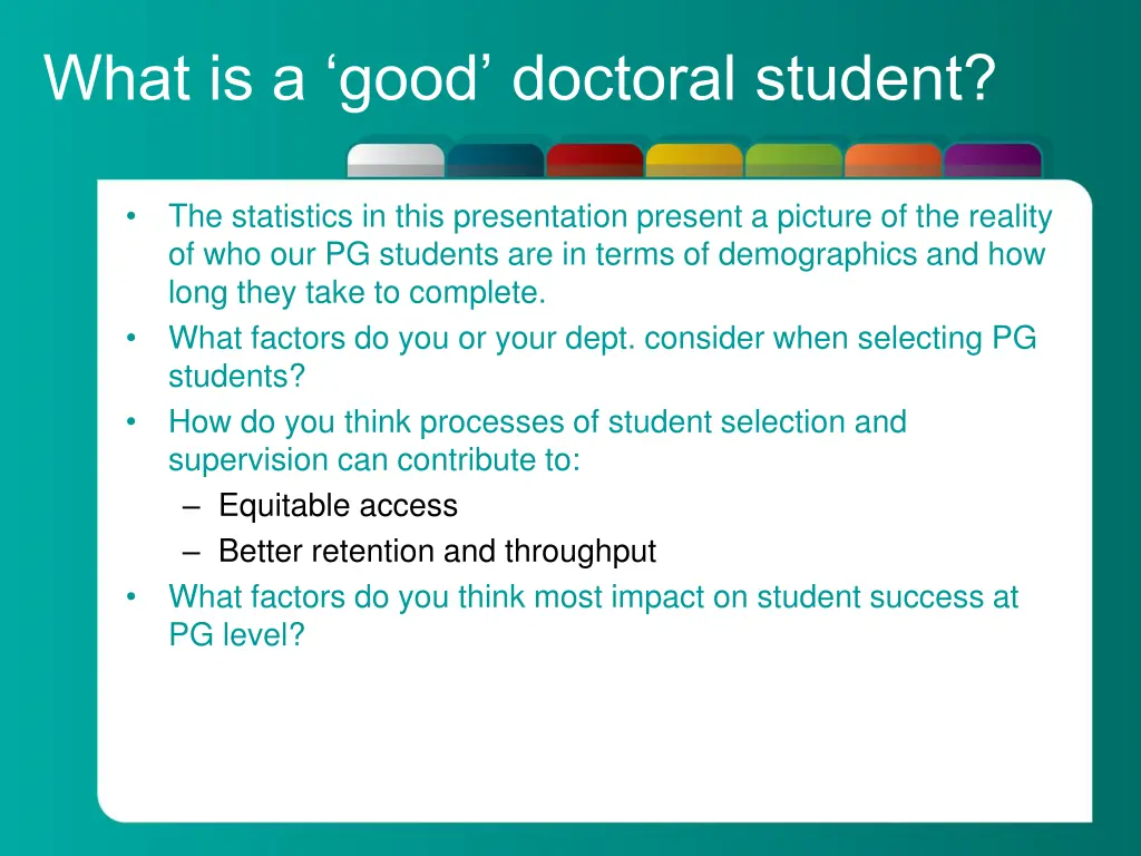 what is a good doctoral student