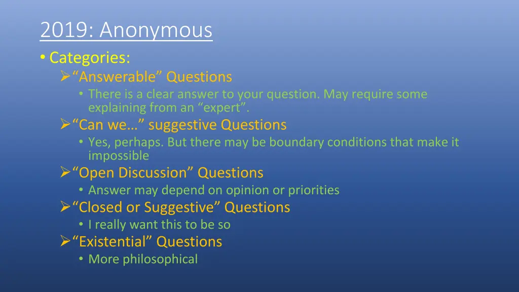 2019 anonymous categories answerable questions
