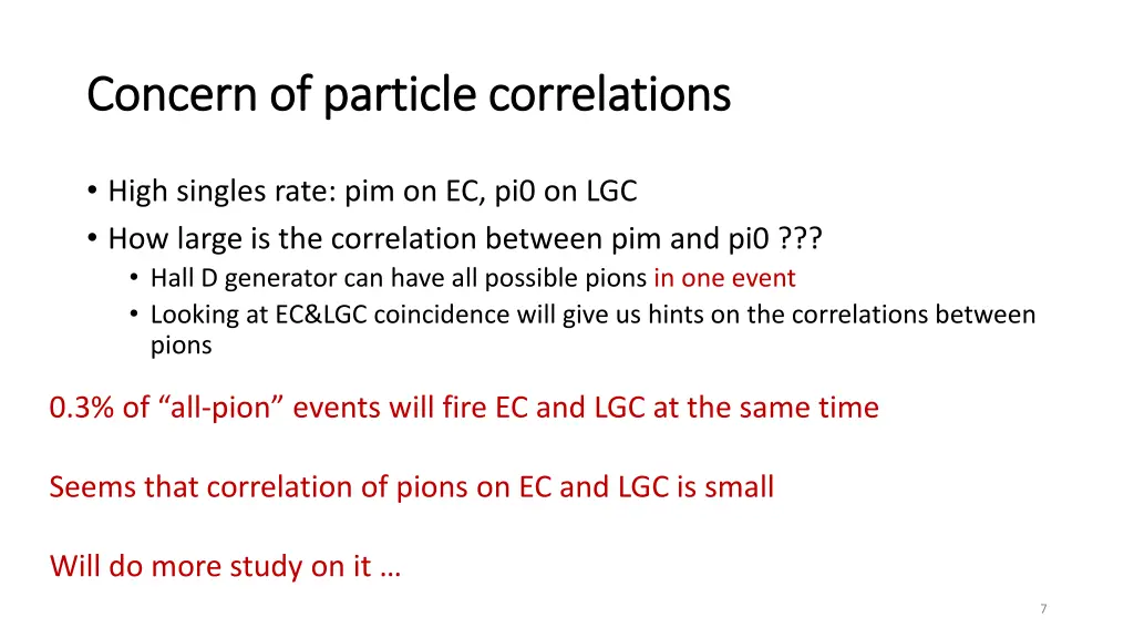 concern of particle correlations concern