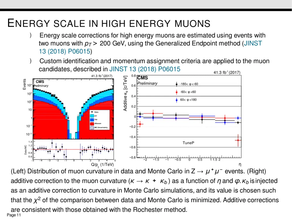 e nergy scale in high energy muons energy scale
