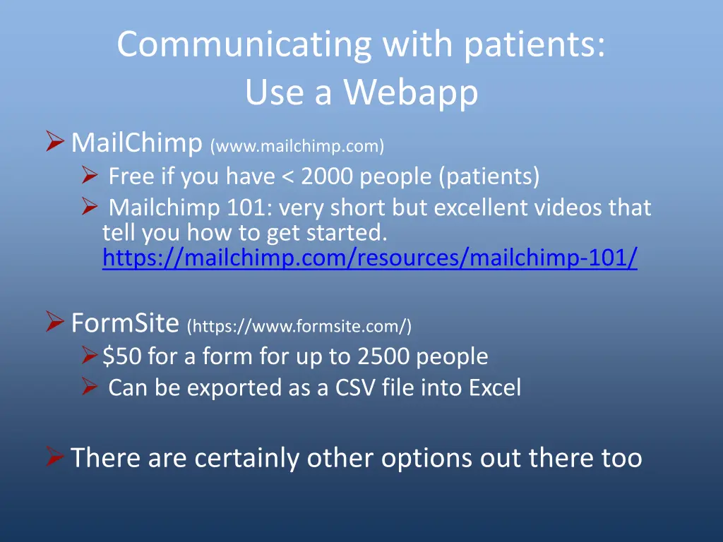 communicating with patients use a webapp