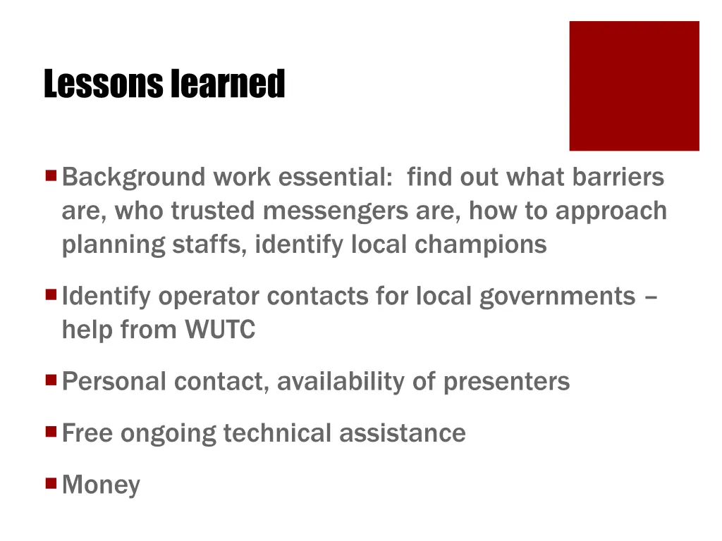 lessons learned