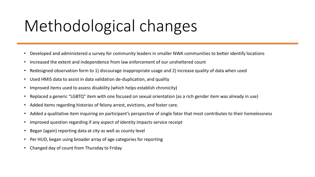 methodological changes