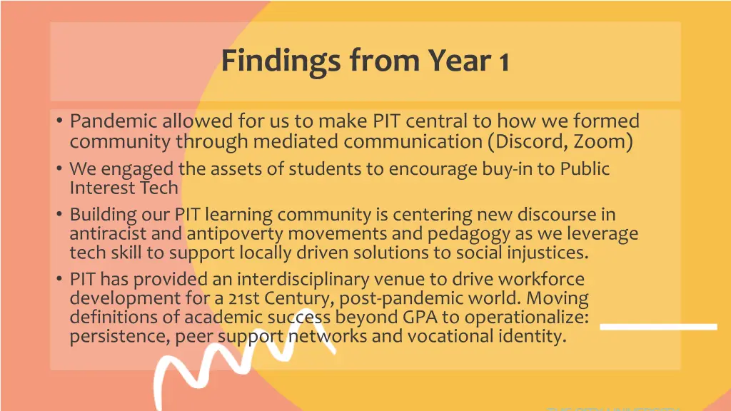 findings from year 1