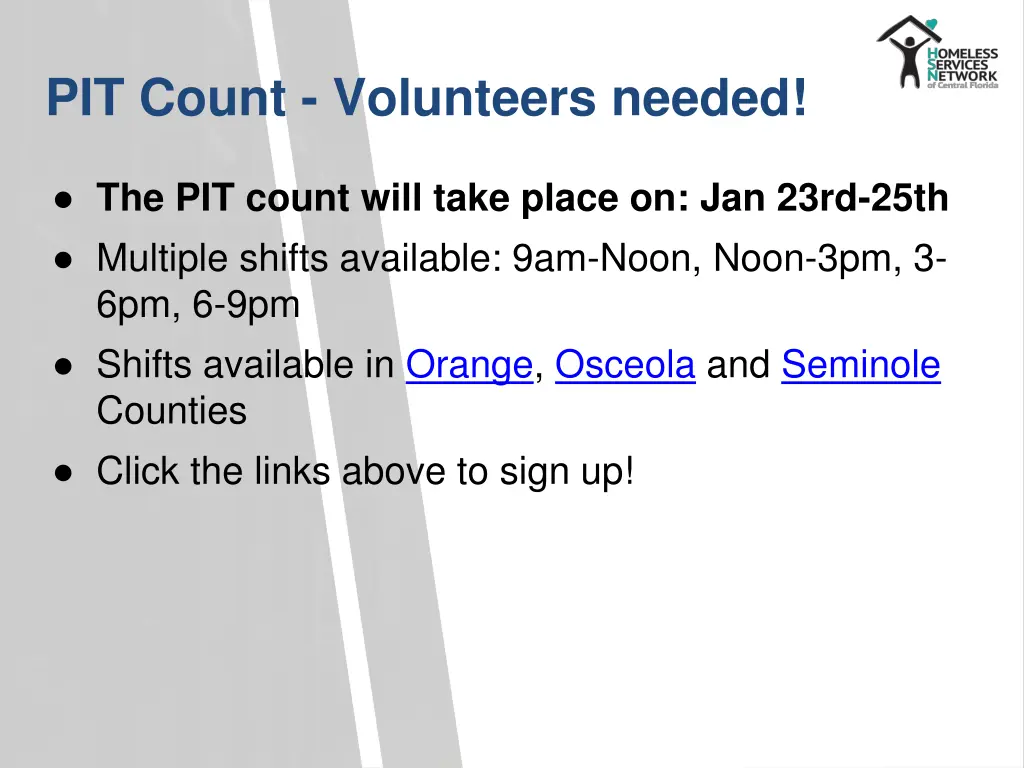 pit count volunteers needed