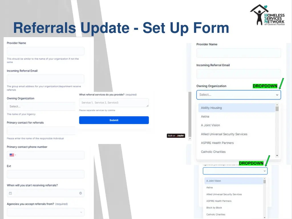 referrals update set up form