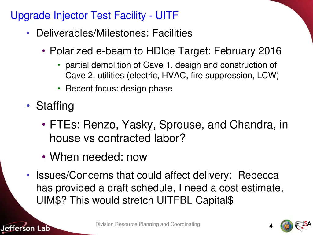 upgrade injector test facility uitf 3