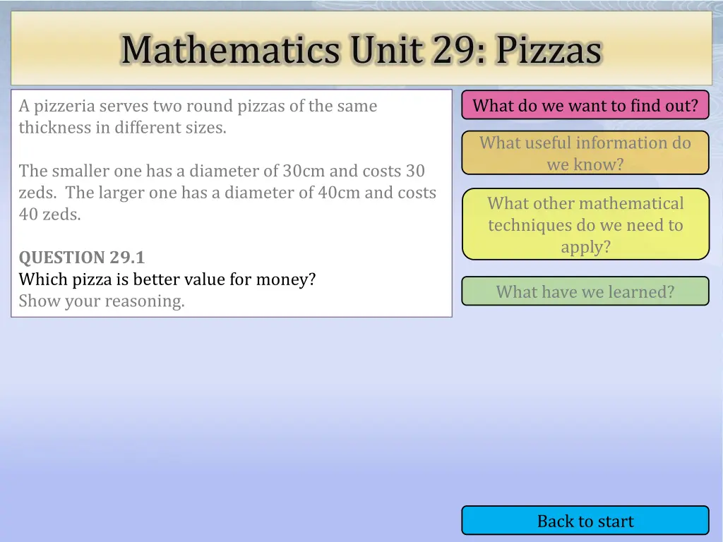 mathematics unit 29 pizzas 1