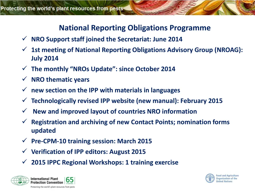 national reporting obligations programme