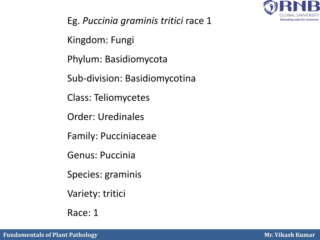 eg puccinia graminis tritici race 1