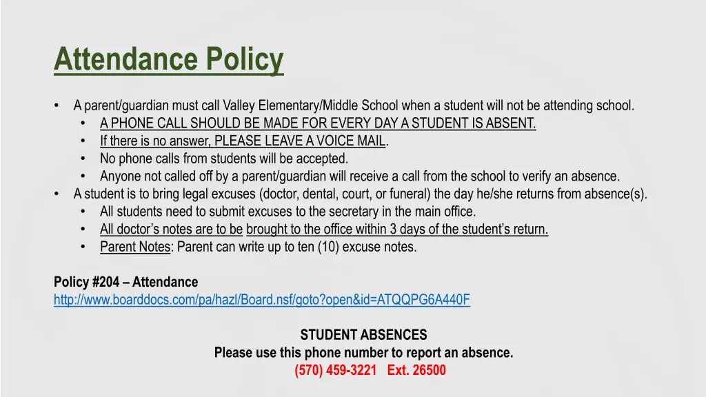 attendance policy
