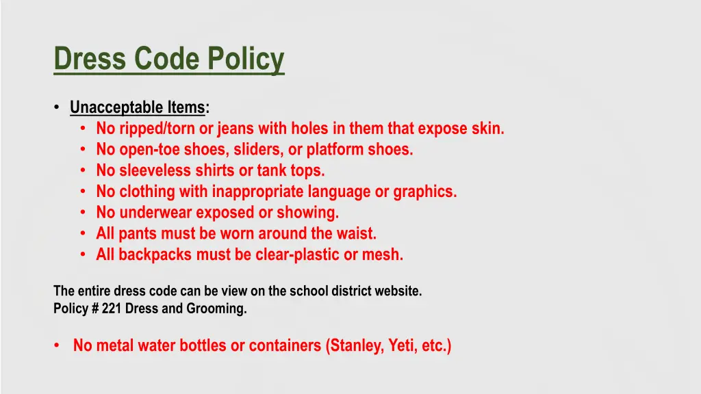 dress code policy