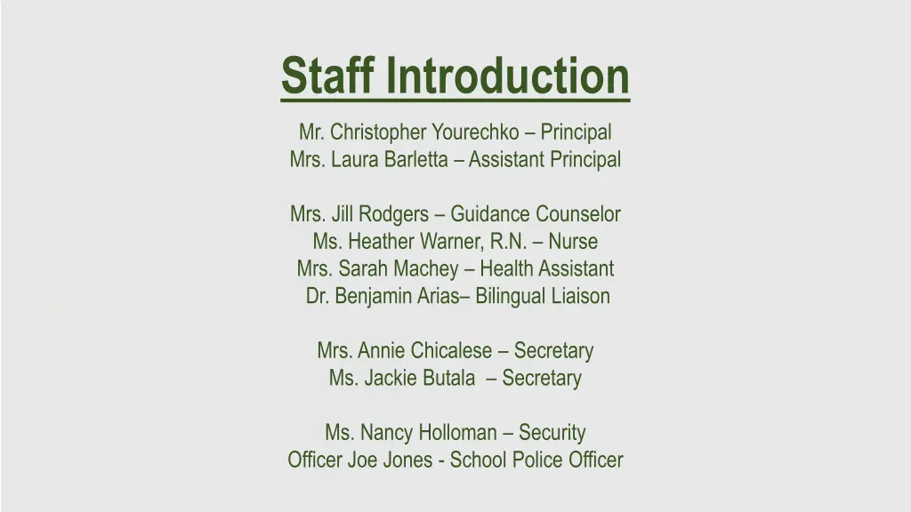 staff introduction