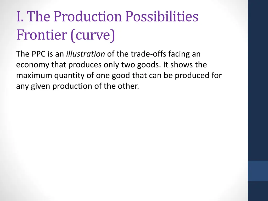 i the production possibilities frontier curve