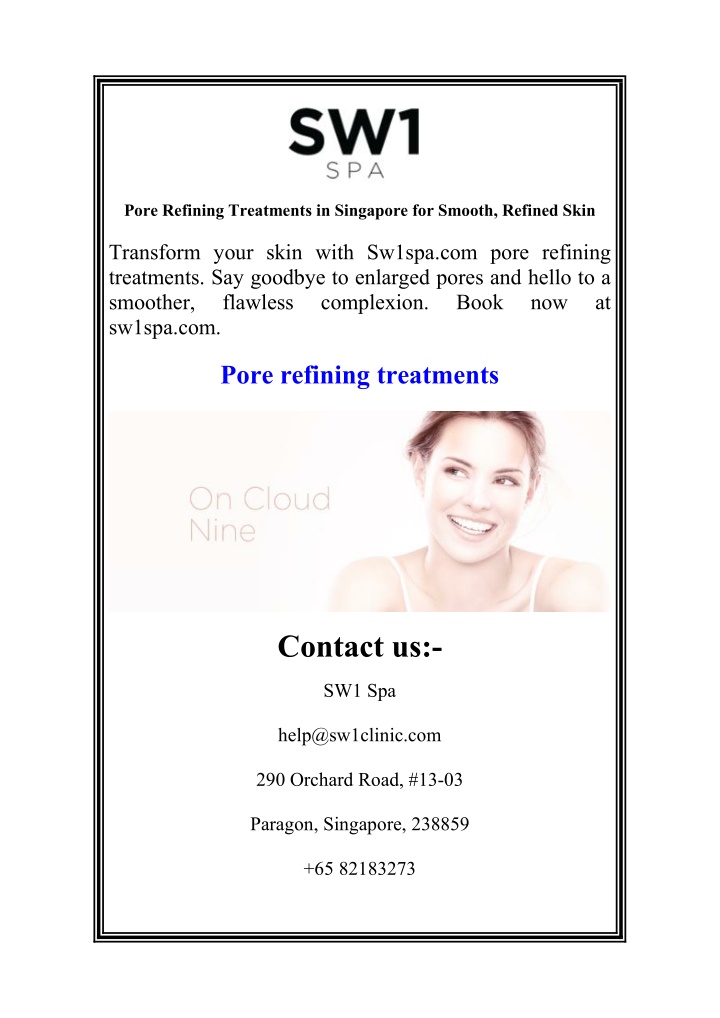 pore refining treatments in singapore for smooth