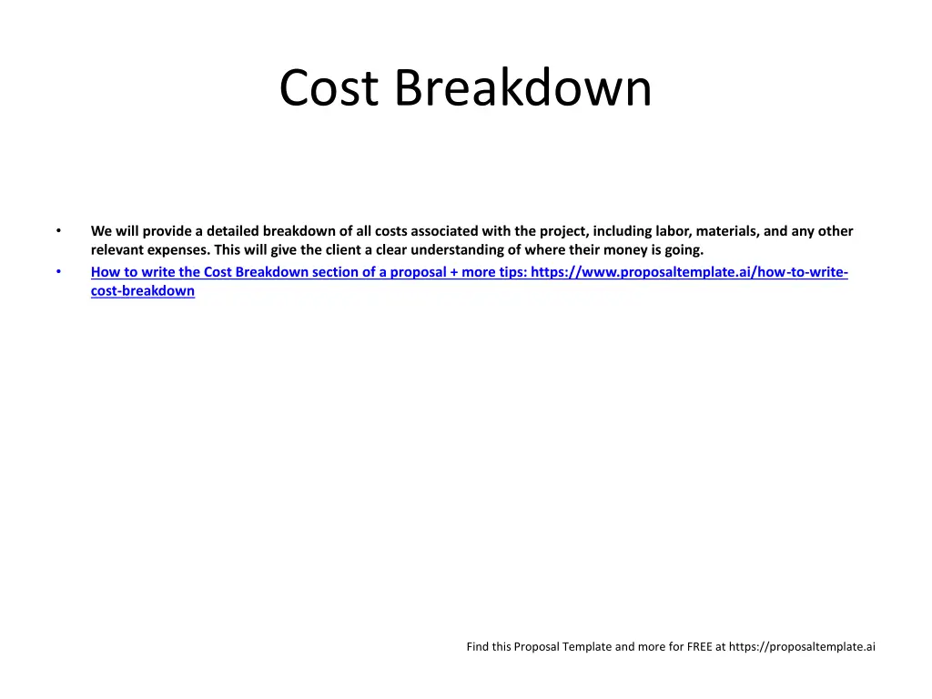 cost breakdown