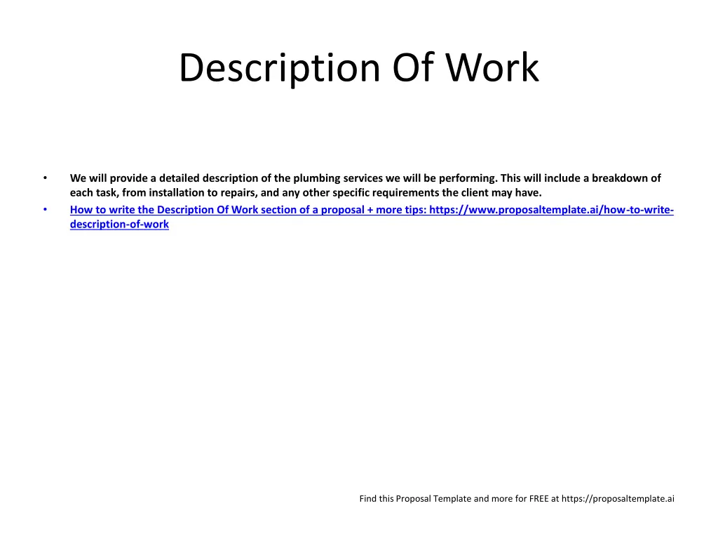 description of work